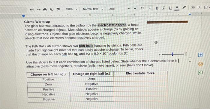 Pith ball lab gizmo answer key