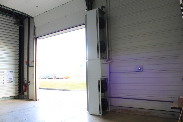 Air curtains should be installed at the delivery entrance